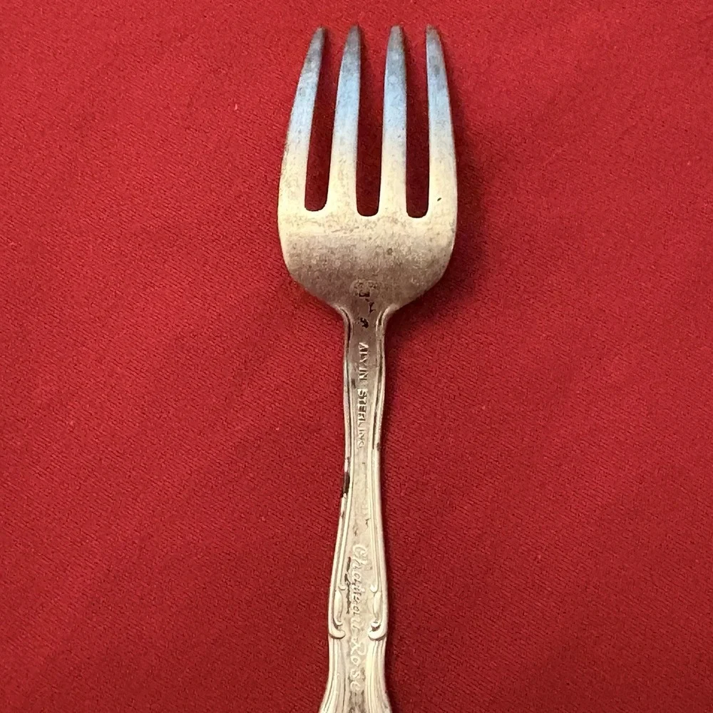 Vintage Alvin Chateau Rose Sterling Silver Baby Fork 4 1/8